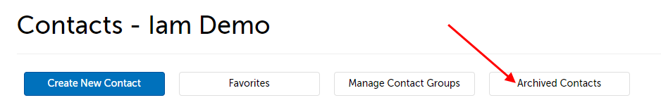 Arrow pointing to "Archived Contacts"