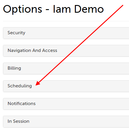 Arrow pointing at Scheduling section